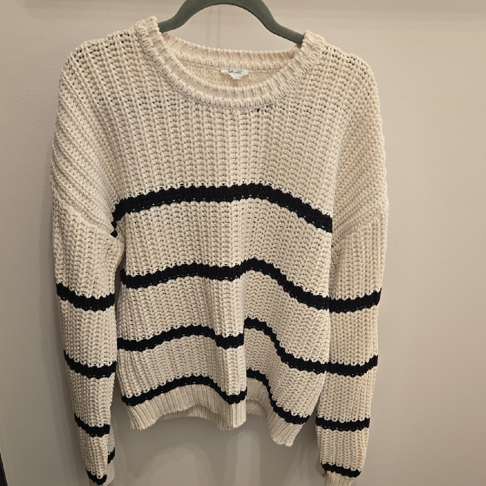 Splendid Ivory and Black Knit Sweater